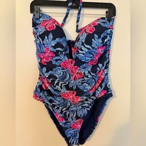 Lilly Pulitzer Navy and Pink Floral One Piece